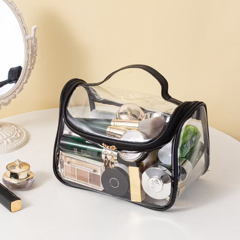 New Transparent Mesh Cosmetic Bag For Travel, Lightweight Bathing And Toiletry Bag, Student Organizing Cosmetics Bag, Handbag - Image 1